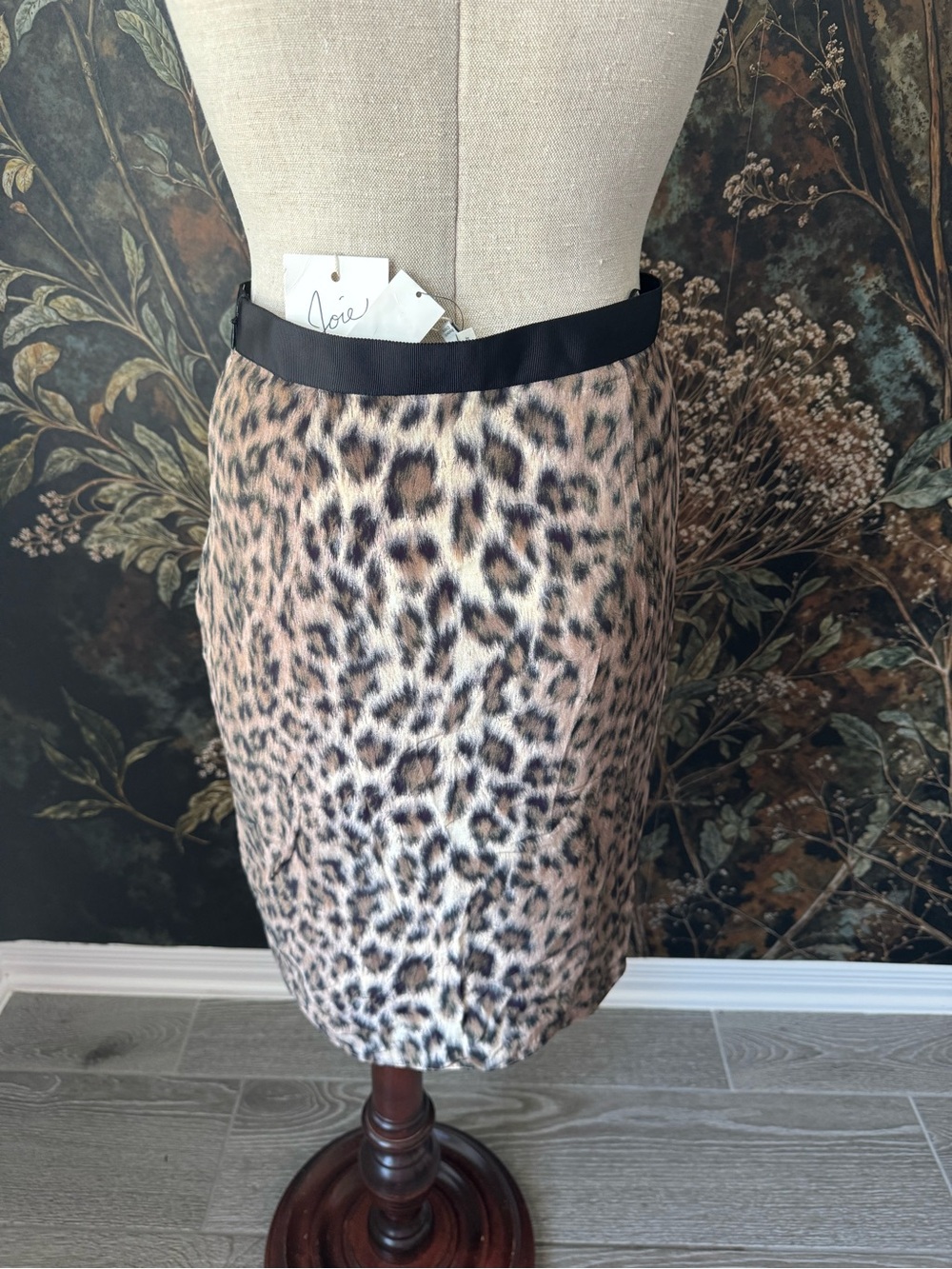 Joie Beige and Black Leopard Ruched Midi Skirt - Picture 5 of 5
